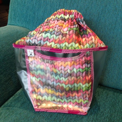 chicken boots knit project bag