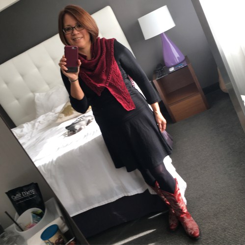 Red Zephyr and boots