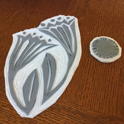 Carved rubber block for block printing