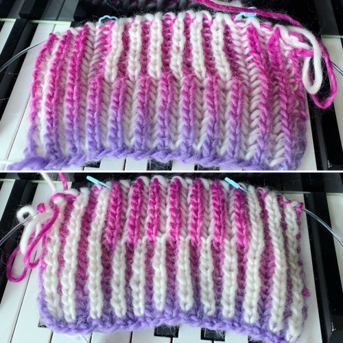 Syncopated brioche knitting
