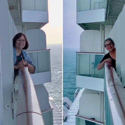 Norah Gaughan and me on the balconies