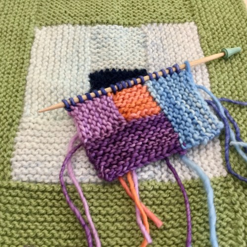 Log cabin knitting samples