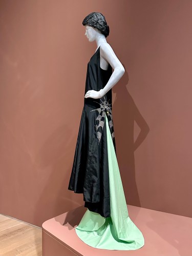 This Lanvin gown (1929) features a rhinestone spiderweb.
