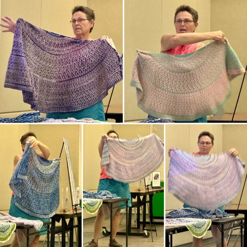 A collage of brioche shawls called Both Sides Now
