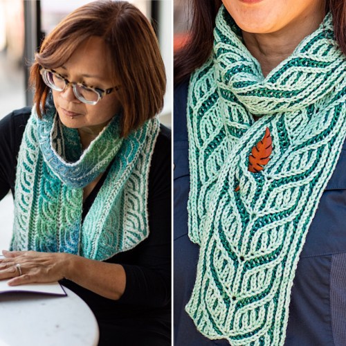 two brioche knit scarves