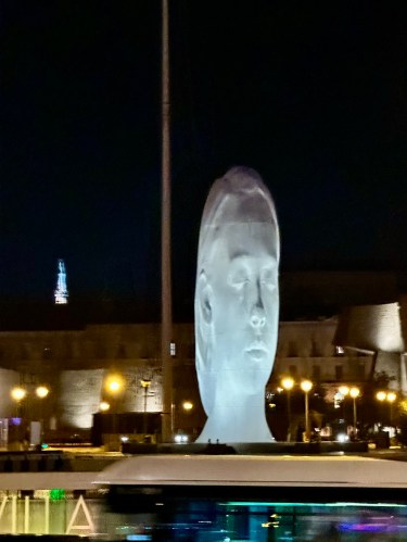 a large statue of a head, Julia by Jaume Plensa