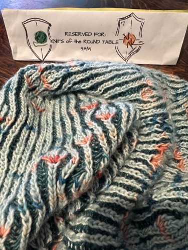 a brioche shawl in progress